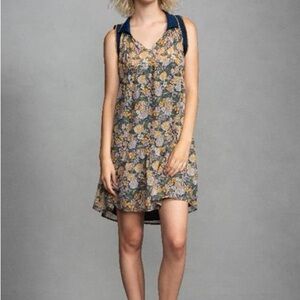 Anthropologie Amadi Natasha Floral Ruffle Sleeveless V-Neck Polo Dress Small